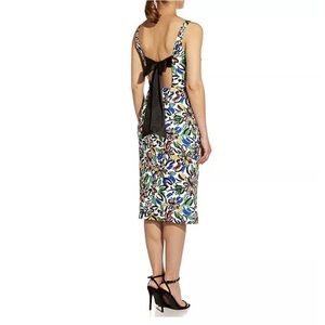 Aidan Mattox Stretch Floral Print Scoop Neck Sleeveless Tie Back Midi Dress S 10